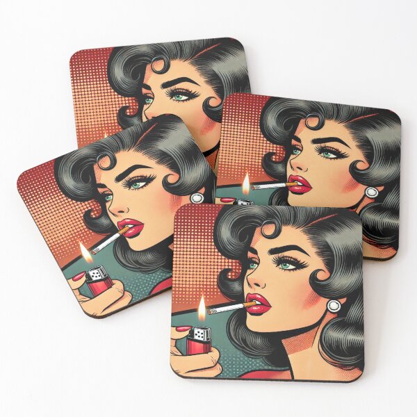 Item preview, Retro Glam Pop Art Pin Up Smoke Break designed and sold by GildedStraw.