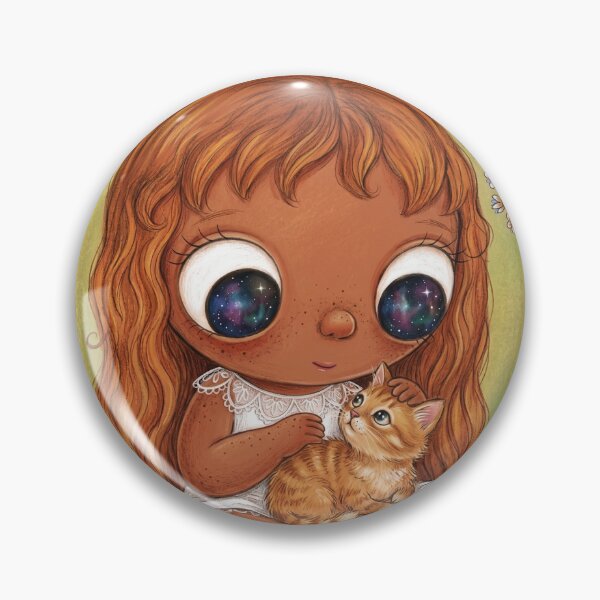 Item preview, Galaxy Eyes Girl - Cosmic Connection and Cute Kitten designed and sold by dulcemaribella.