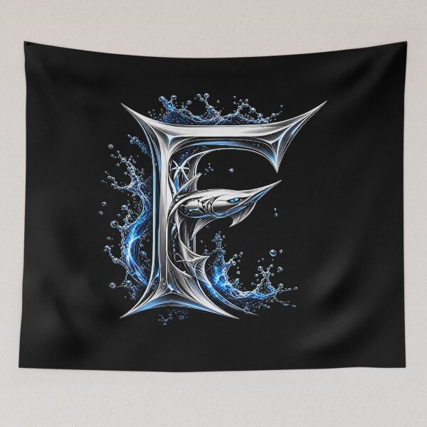 Item preview, Abyssal Finforge: The Pisces Shark Letter F designed and sold by BlissBlvdShop.