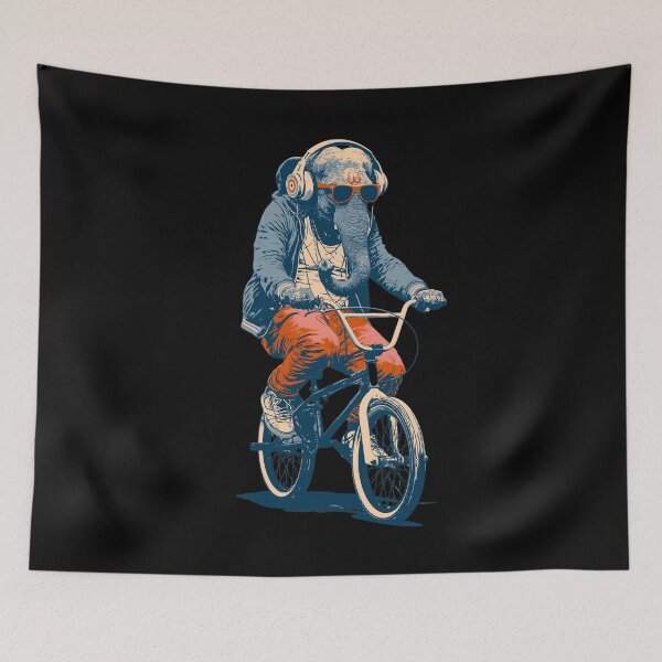 Item preview, Hipster Elephant Riding BMX Bicycle Ganesha Pop Art designed and sold by PANNARUK THAILAND.