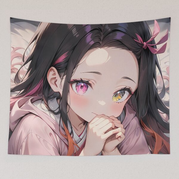 Item preview, Nezuko Kamado kimetsu no yaiba Cozy Starry Night Pillow Mood designed and sold by PMartistStudio.