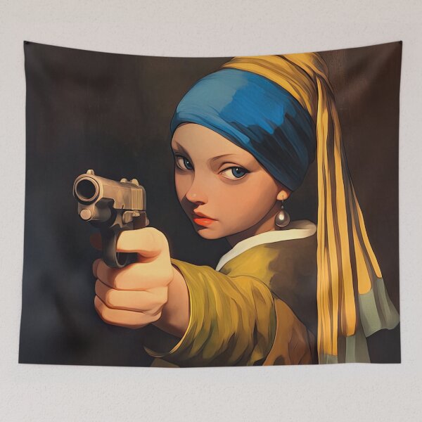 Item preview, Girl with Pearl Earring Gun Parody designed and sold by obstinator.