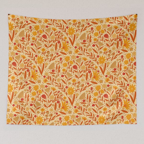 Item preview, Retro Boho Floral Fans - fbdb9d designed and sold by knitetgantt.