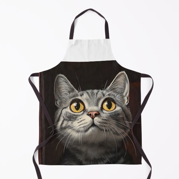 Item preview, Curious Gray Tabby Cat at the Crimson Door | Whimsical Cat Wall Art | Golden Eyes Animal Illustration designed and sold by TwoPeas Workshop.