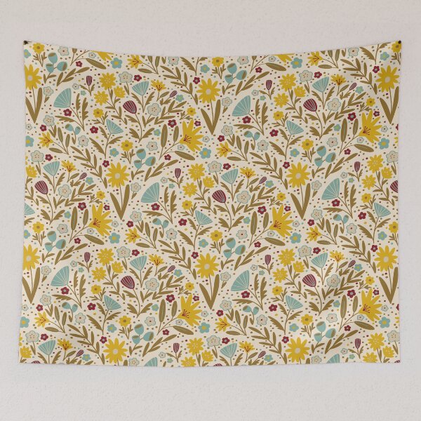 Item preview, Retro Boho Floral Fans - f2e3ce designed and sold by knitetgantt.
