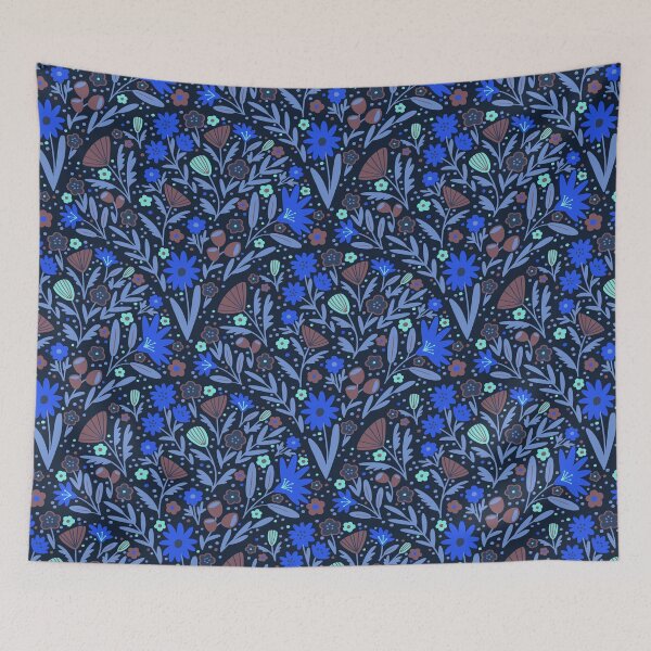 Item preview, Retro Boho Floral Fans - 0d1c31 designed and sold by knitetgantt.