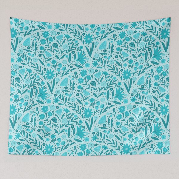 Item preview, Retro Boho Floral Fans - c9f3f7 designed and sold by knitetgantt.