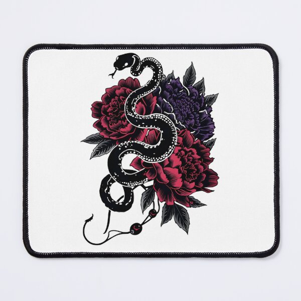 Item preview, Neo-Traditional Tattoo Style Snake and Peony Illustration designed and sold by 77Clover.
