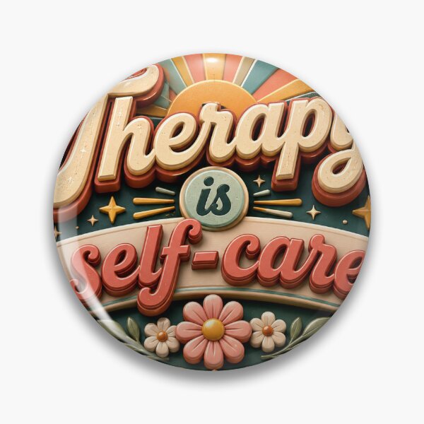 Item preview, Therapy Is Self-Care Retro Badge designed and sold by TaiwoDesigns.