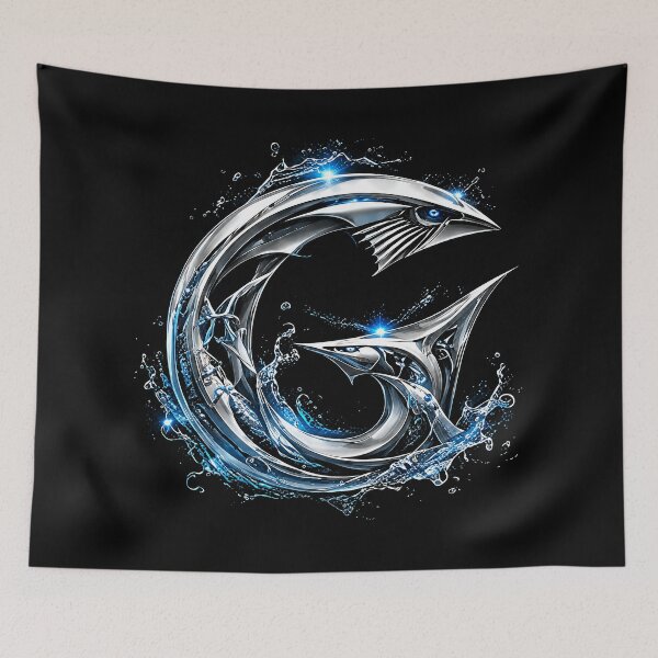 Item preview, Abyssal Finforge: The Pisces Shark Letter G designed and sold by BlissBlvdShop.