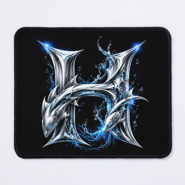 Item preview, Abyssal Finforge: The Pisces Shark Letter H designed and sold by BlissBlvdShop.