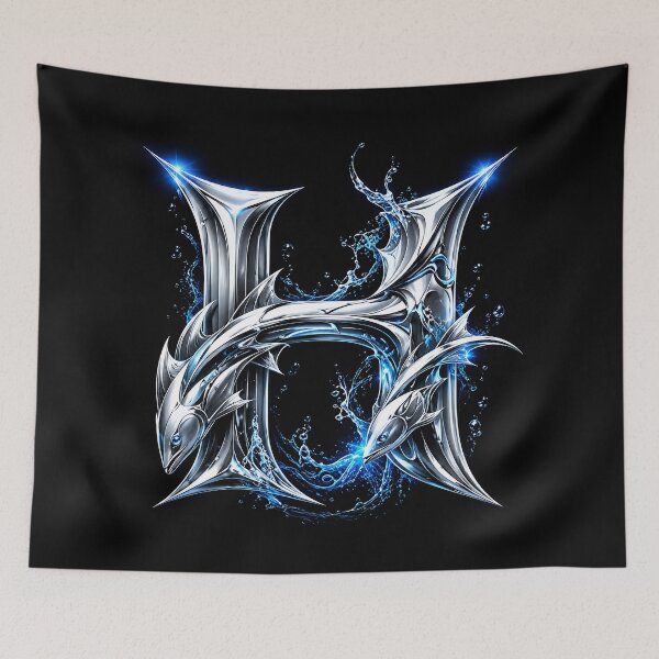 Item preview, Abyssal Finforge: The Pisces Shark Letter H designed and sold by BlissBlvdShop.