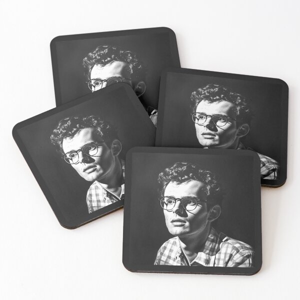 Item preview, Retro Intellectual Portrait – Black and White Man with Glasses designed and sold by inkoutninja.