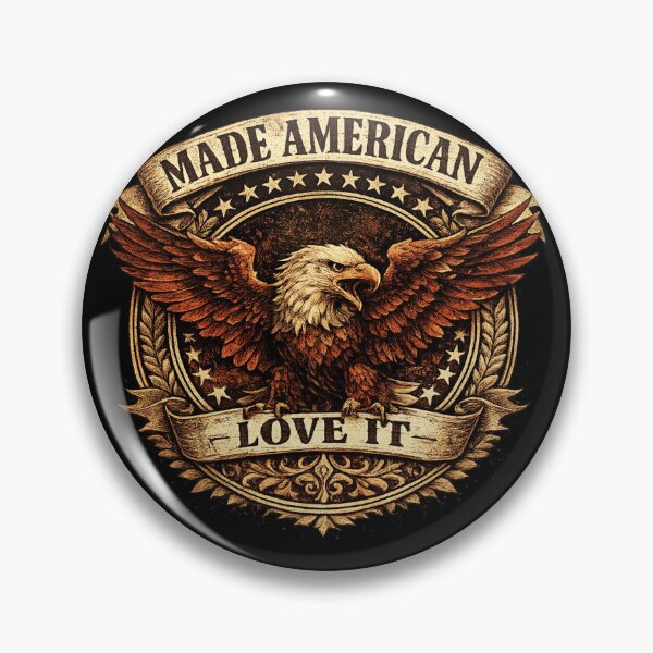 Item preview, Made American Love It Vintage Eagle Patriotic USA Retro Badge, American Pride Bald Eagle Distressed Graphic Gift designed and sold by Zizo-DR44.