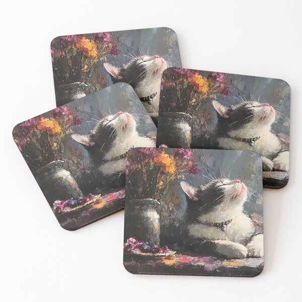 Item preview, Blissful Tuxedo Cat Among Wildflowers | Impressionist Floral Cat | Cozy Whimsical Wall Art designed and sold by TwoPeas Workshop.