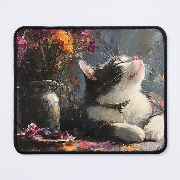 Item preview, Blissful Tuxedo Cat Among Wildflowers | Impressionist Floral Cat | Cozy Whimsical Wall Art designed and sold by TwoPeas Workshop.