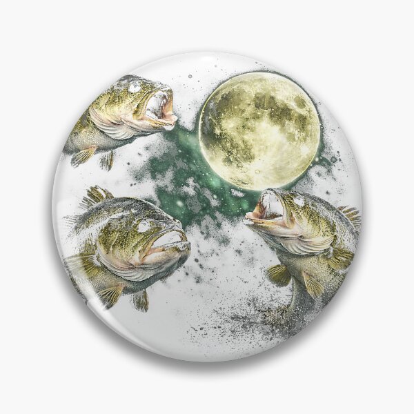 Item preview, Bass Fish Howling to The Moon Vintage Angler Fisherman T-Shirt designed and sold by Aru Pxle.