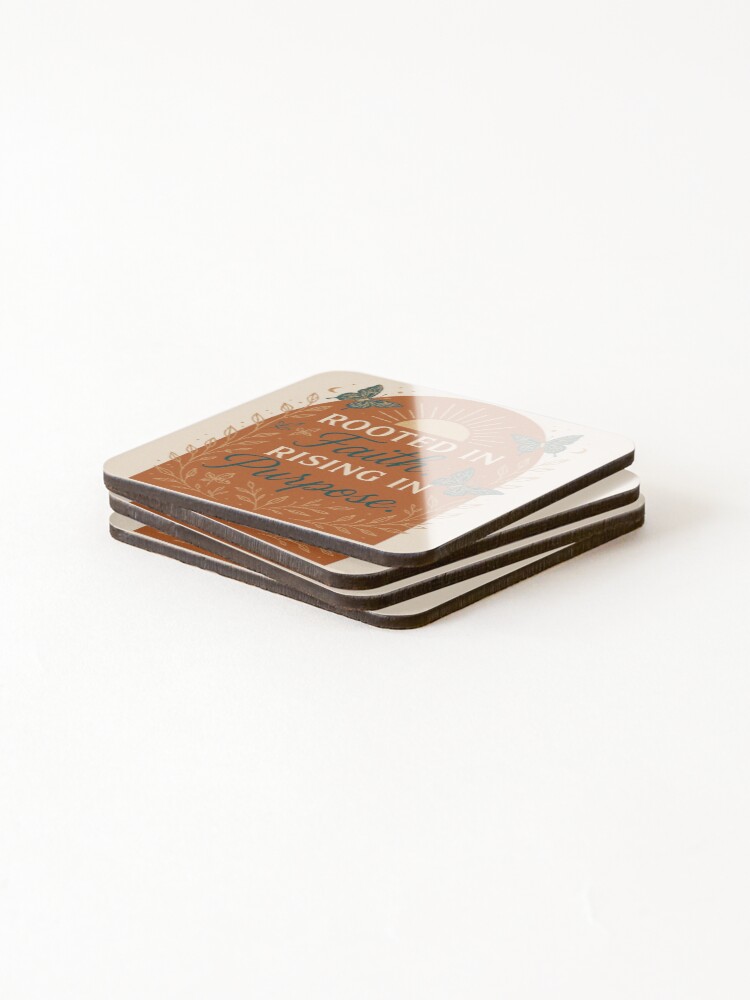 Thumbnail 4 of 5, Coasters (Set of 4), Rooted In Faith Rising In Purpose designed and sold by FreshStarts.
