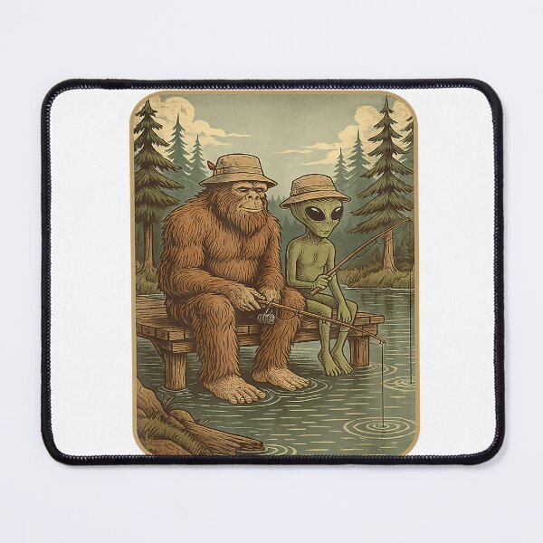Item preview, Bigfoot Alien Fishing Men Boys Sasquatch Fishing Distressed T-Shirt designed and sold by dDariaallofthat.