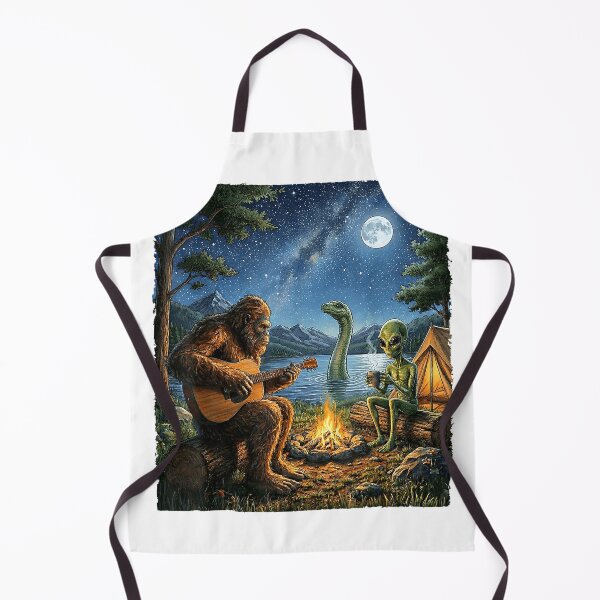 Item preview, Bigfoot and Alien Loch Ness Campfire Sasquatch Funny Camping T-Shirt designed and sold by Cafe18.