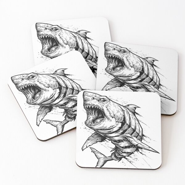 Item preview, Dark Shark Attack Black and White designed and sold by Mystic & Celestial Art.