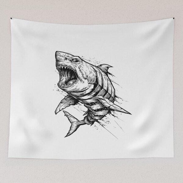Item preview, Dark Shark Attack Black and White designed and sold by Mystic & Celestial Art.