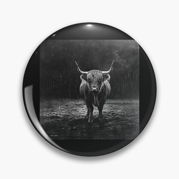 Item preview, Highland Cow in the Rain – Black and White Cattle Art designed and sold by inkoutninja.