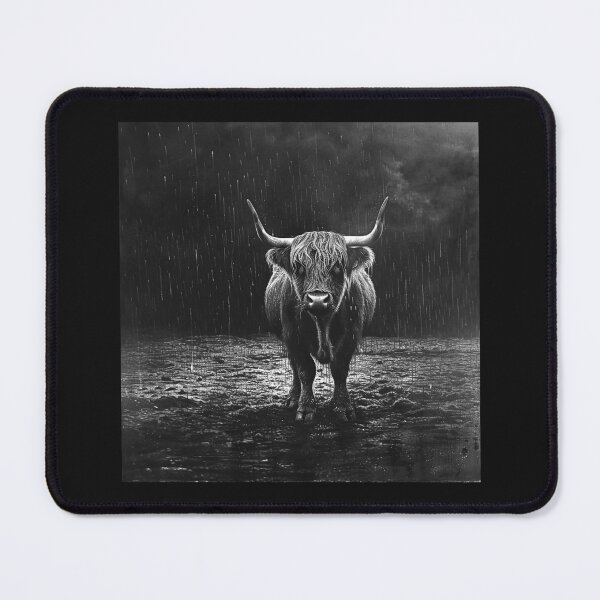 Item preview, Highland Cow in the Rain – Black and White Cattle Art designed and sold by inkoutninja.