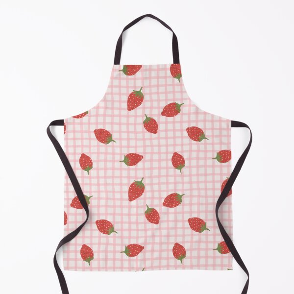 Item preview, Red Strawberries on pink gingham grid designed and sold by PrettywithColor.