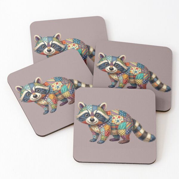 Item preview, Patchwork Cute Raccoon Design designed and sold by Bluebird Crafted Tee.