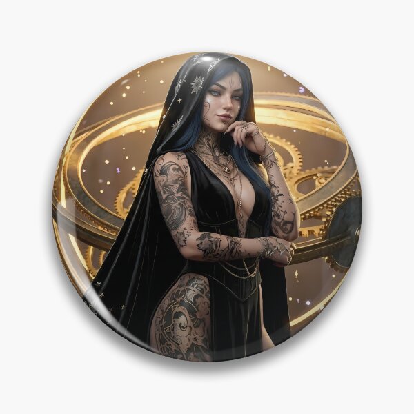 Item preview, Tattooed Dark Sorceress Nun Fantasy Art designed and sold by GalleryBrisArt.
