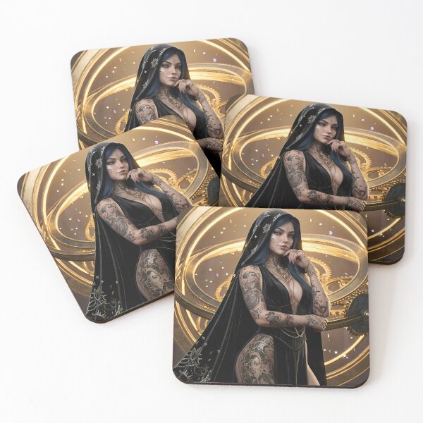 Item preview, Tattooed Dark Sorceress Nun Fantasy Art designed and sold by GalleryBrisArt.