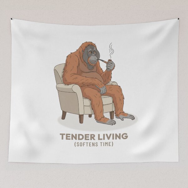 Item preview, Monkey Enjoying a Pipe Vintage Illustration designed and sold by COZY VINTAGE animal.