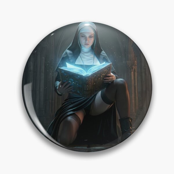 Item preview, Tattooed Dark Sorceress Nun Fantasy Art designed and sold by GalleryBrisArt.