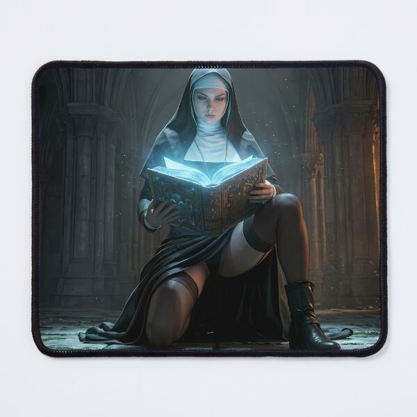 Item preview, Tattooed Dark Sorceress Nun Fantasy Art designed and sold by GalleryBrisArt.