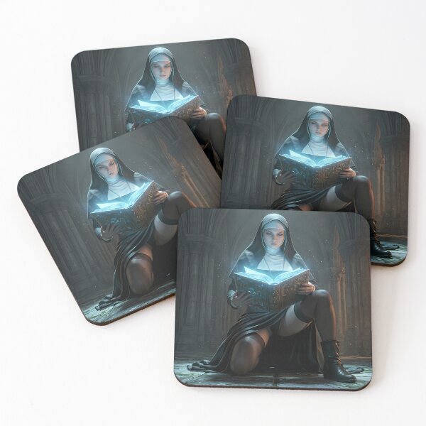 Item preview, Tattooed Dark Sorceress Nun Fantasy Art designed and sold by GalleryBrisArt.