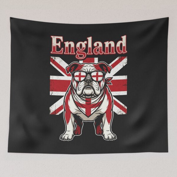 Item preview, Vintage England Patriotic Bulldog Flag designed and sold by legendaryskins.
