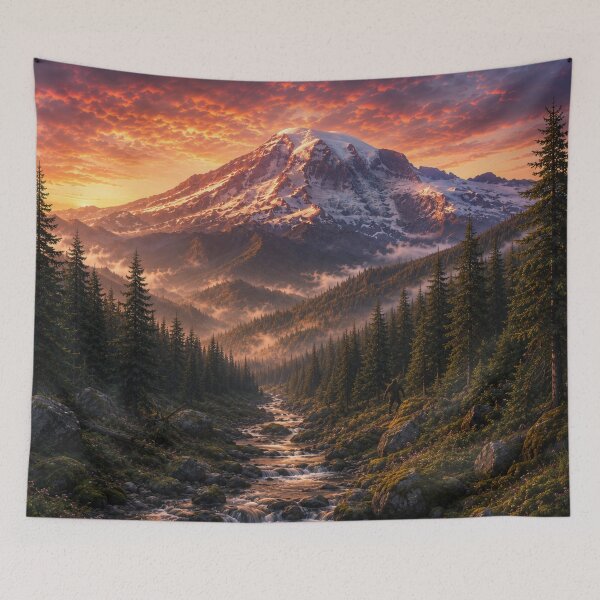 Item preview, Mount Rainier Sunrise Hidden Bigfoot Pacific Northwest Adventure designed and sold by Swanny's Custom T-shirt and Gift Designs.