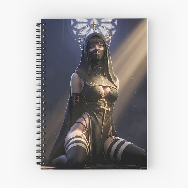 Item preview, Tattooed Dark Sorceress Nun Fantasy Art designed and sold by GalleryBrisArt.
