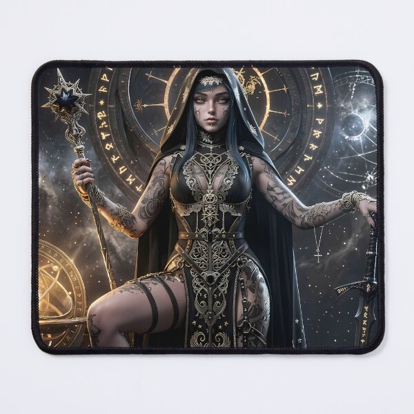 Item preview, Tattooed Dark Sorceress Nun Fantasy Art designed and sold by GalleryBrisArt.