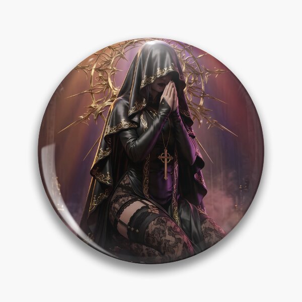 Item preview, Tattooed Dark Sorceress Nun Fantasy Art designed and sold by GalleryBrisArt.