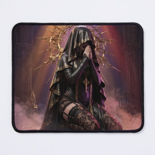 Item preview, Tattooed Dark Sorceress Nun Fantasy Art designed and sold by GalleryBrisArt.