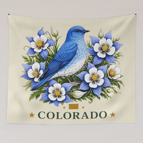 Item preview, Colorado Bluebird & Columbine Homage designed and sold by The-Drip-Studio.