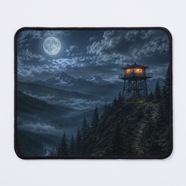 Item preview, Full Moon Firewatch Tower Hidden Bigfoot Wilderness Night Adventure designed and sold by Swanny's Custom T-shirt and Gift Designs.