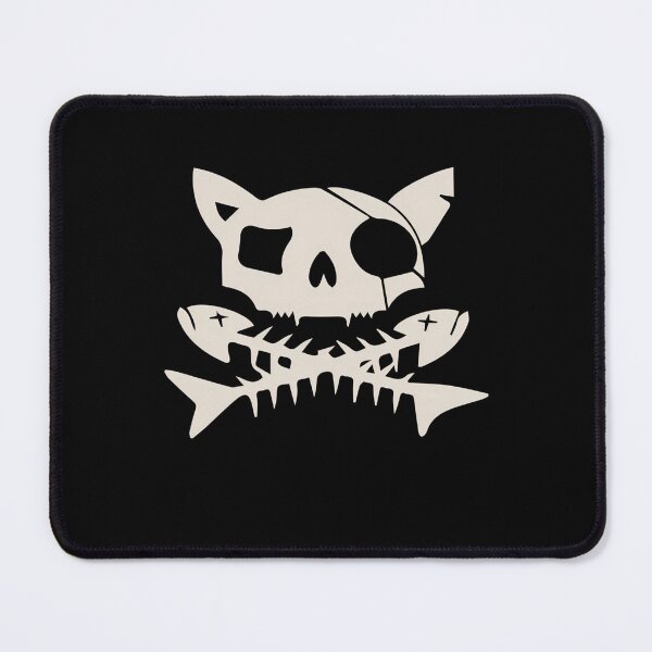 Item preview, Off White Silhouette of a Feline Skull Wearing an Eyepatch designed and sold by Simobch.