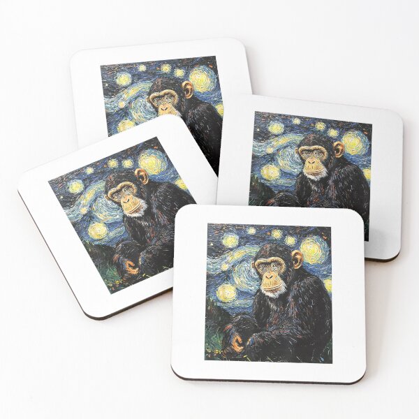 Item preview, Chimpanzee Monkey Van Gogh Style Starry Night Graphic T-Shirt designed and sold by Magoya Store ⭐⭐⭐⭐⭐.