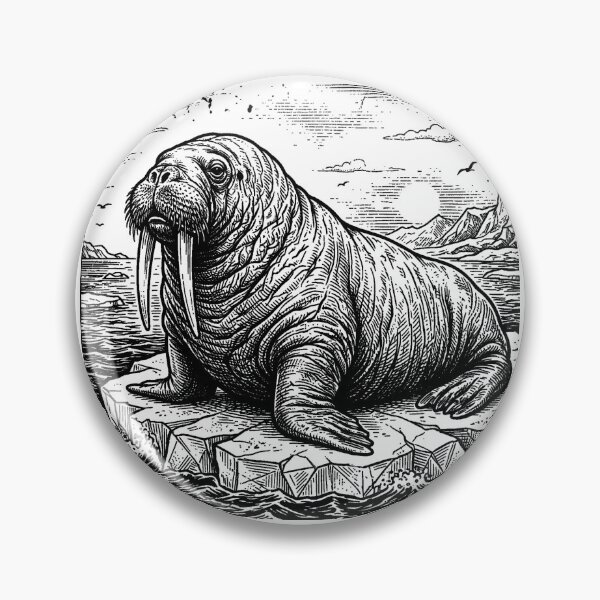 Item preview, Vintage Woodcut Walrus Illustration designed and sold by DuckOddity.