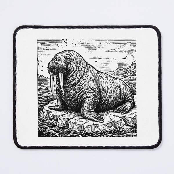 Item preview, Vintage Woodcut Walrus Illustration designed and sold by DuckOddity.