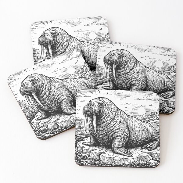 Item preview, Vintage Woodcut Walrus Illustration designed and sold by DuckOddity.