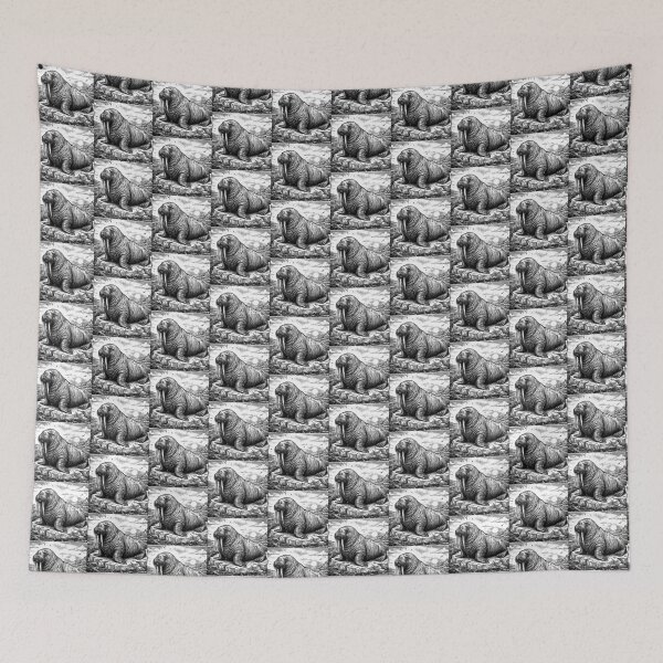 Item preview, Vintage Woodcut Walrus Illustration designed and sold by DuckOddity.